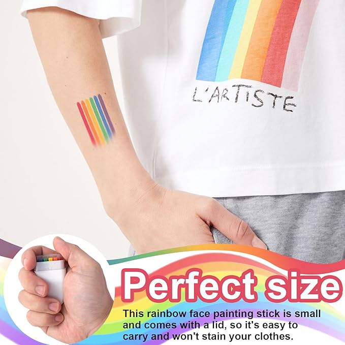 2 Rainbow Face Paint Sticks, Festival Makeup for Face, Body, Women, Men