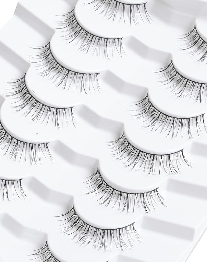 Short Lashes 10mm Natural False Lashes Wispy Eyelashes Lightweight Fake Lashes Thin Band Eyelashes K71