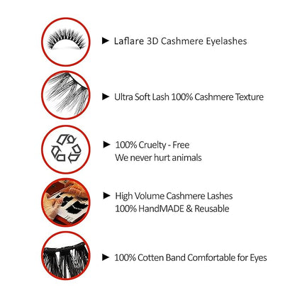 LAFLARE 3D CASHMERE Eyelashes, Natural Look, FRESH, GLAM, WISPY, HOT, Fluffy, Soft, Reusable, Luxurious Handmade Strips False Lashes - 3 PACKS SPECIAL BUNDLE CF (CF104, 3)