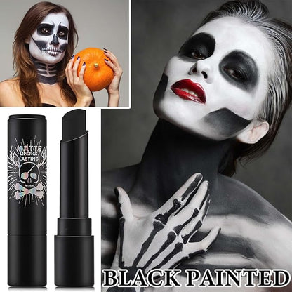 Black Face Body Paint Stick,High Pigmented Eye Black Stick Long Lasting Black Matte Lipstick Waterproof Body Paint Stick for Halloween Costume Parties Zombie Cosplay Clown Makeup