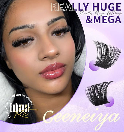 Geeneiya 200D Mega Lash Clusters Volume Eyelash Clusters D Curvature Cluster Eyelash Extensions DIY Wispy Lash Extension | Only 16MM Mega Lashes