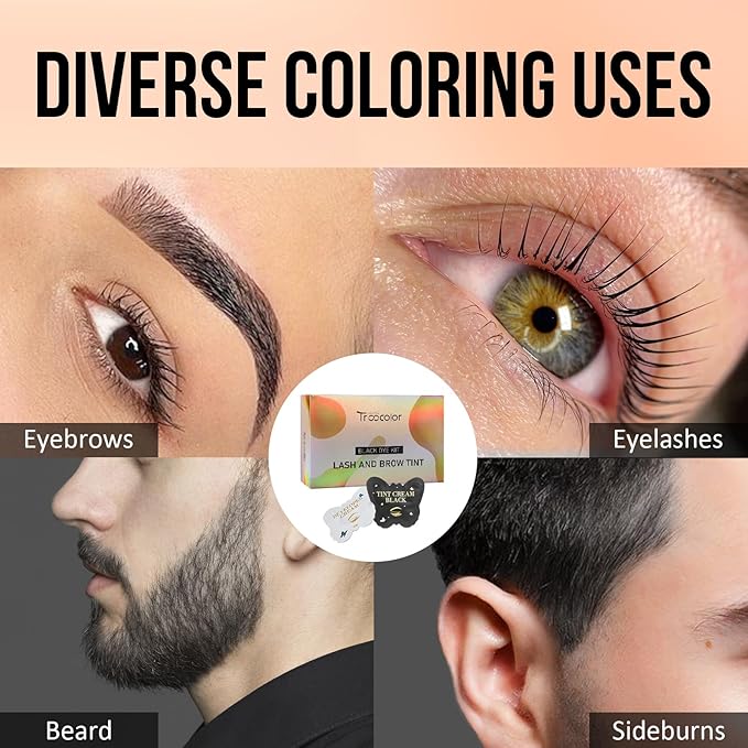 Troocolor 2-in-1 Eyelash & Brow Color Kit - Natural Black Lash Color Effect, Salon-Quality Results, Easy Application for Beginners/Professionals, Lasts 4 Weeks