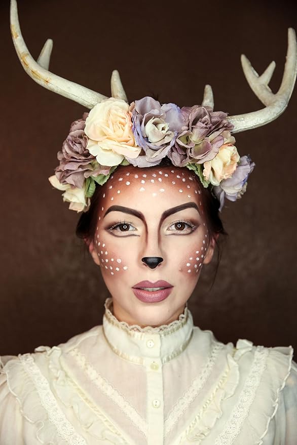 CCbeauty Brown Face Paint Stick,Face Painting Kit,Professional Oil Based Body Paint,Non Toxic SFX Makeup For Deer Elk Bear Halloween Costume Cosplay,Full Coverage Painting Foundation + Makeup Sponge