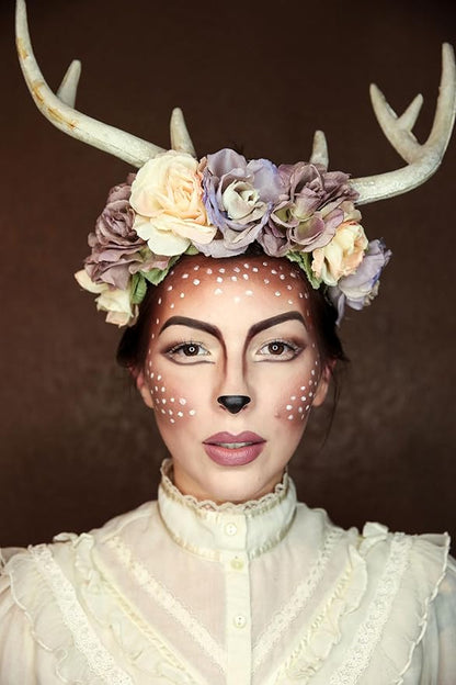 CCbeauty Brown Face Paint Stick,Face Painting Kit,Professional Oil Based Body Paint,Non Toxic SFX Makeup For Deer Elk Bear Halloween Costume Cosplay,Full Coverage Painting Foundation + Makeup Sponge