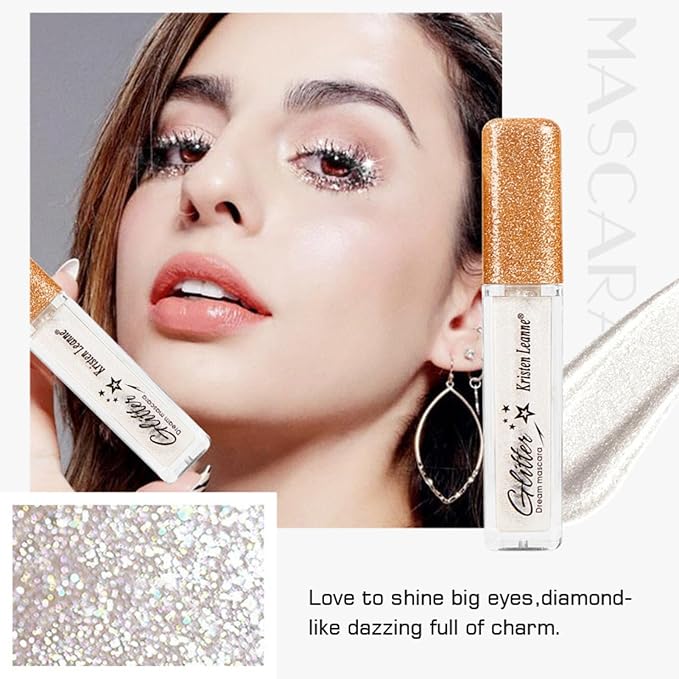 Glitter Color Mascara, Corleone Shimmer Sparkle Mascara glitter mascara for eyelashes,Eyeliner Charming Longlasting Mascara for Eyelash Eye Makeup (Black)