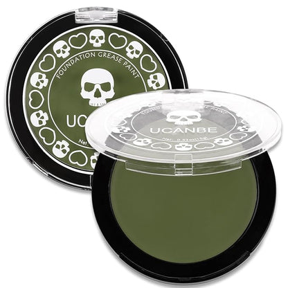 UCANBE Jungle Green Face Body Paint Makeup Foundation, Non-Toxic Cream Greasepaint, Face Painting Kit for for Kids & Adult Halloween Parties, Monster Witch Orcs Hulk Camo Hunting SFX Cosplay Costumes