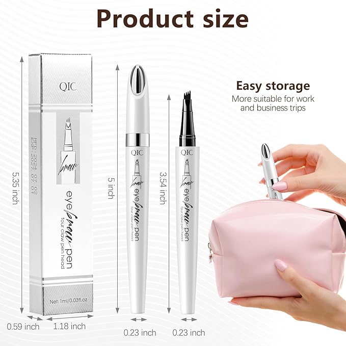 Eyebrow Pen Waterproof Eyebrow Pencil Natural Simulation Eyebrow Pencil for women's professional makeup with 4 Fork Tip for Natural-Looking Hair-Like Defined Brows, Last All-Day（Light Brown）
