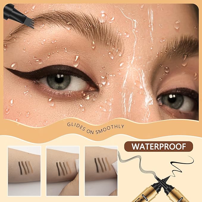 1 Pcs Microblading Eyebrow Pencil 2-in-1 Dual-ended Eyebrow Pen 4-Prong Micro-Fork Tip Applicator & Precision Brush Tip Brow Pencil Waterproof Stay on All-day Makeup for Natural Eyebrow, Grey