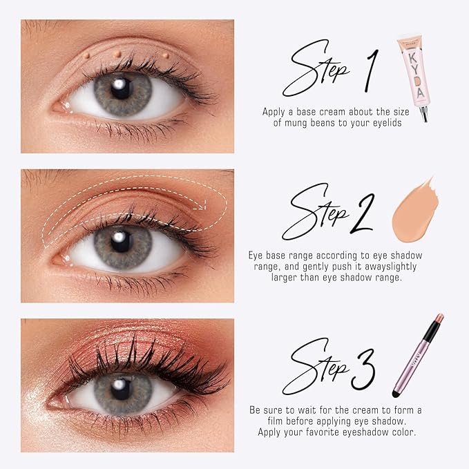 Ownest 3 Colors Eyeshadow Makeup Primer,Liquid Matte Eyeshadow Primer Base,Waterproof Long Lasting Eyeshadow Primer Makeup-Set A