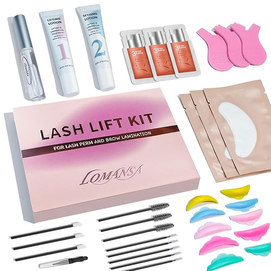 Lash Lift Eyelash Perm Kit 2 Step Lotion with Natural Lifting Curling Salon Quality Eyelash Lift Set at Home (with Lash Lift Adhesive)