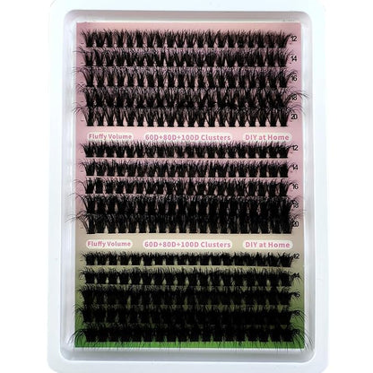 HBZGTLAD Fluffy Cluster Lashes 40D60D80D100D120D Natural Thick Eyelash Clusters D Curl Individual Lashes DIY Eyelashes Extension (15RowsDDCurl60D80D100D)