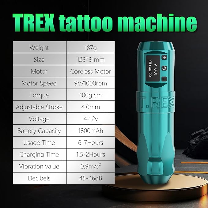 U-REX Wireless Tattoo Machine Kit, Complete Tattoo Kit with Ink, Needles, Rotary Tattoo Pen, One Year Warranty, for Beginners & Professionals