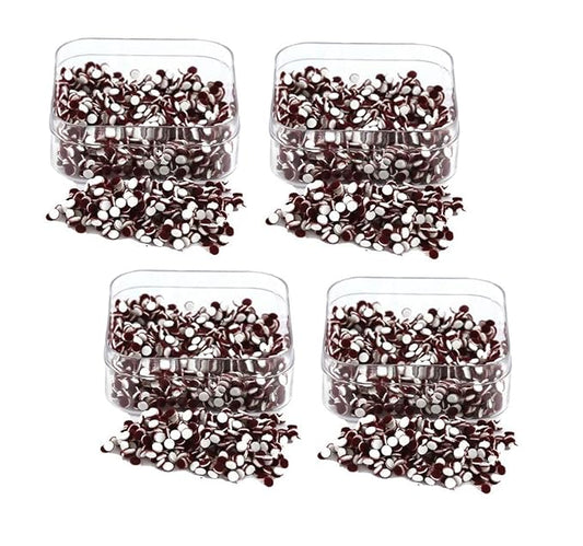 Round Forehead Bindis for Women, Maroon and Black, 1.5mm, 2 Box Pack (Maroon 1)