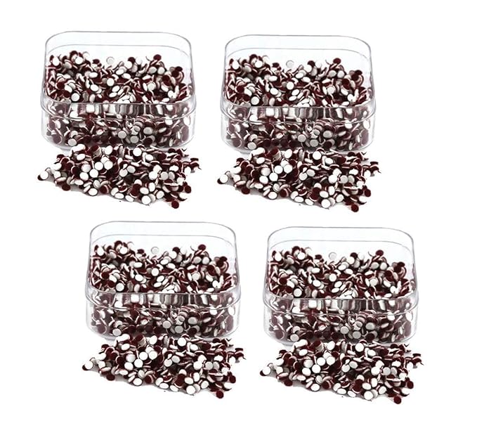Round Forehead Bindis for Women, Maroon and Black, 1.5mm, 2 Box Pack (Maroon 3)