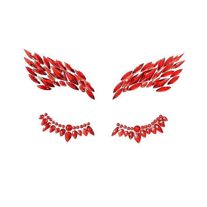 Neva Nude Devil's Advocate Red Wing Jewel Face Crystal Sticker - Face Gems for Carnivals, Halloween, Festivals, Raves, & Parties | Medical Grade Adhesive, Waterproof, & Sweatproof | Made in USA