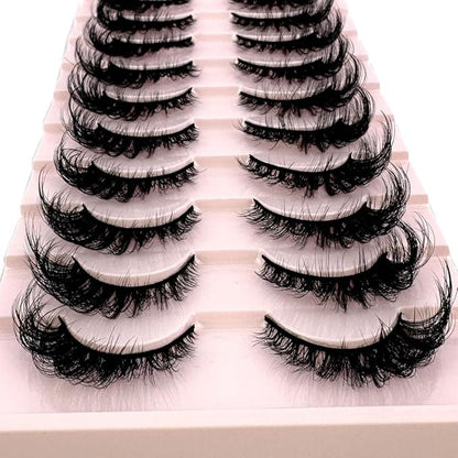 HBZGTLAD Soft Mink Eyelashes 3D Curl Winged End Eye Elongated Fake Lashes Thick Handmade Natural False Eyelash Messy Cross Lash Wholesale (AD-18)