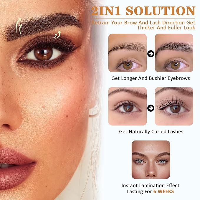 Lash Lift and Black Kit, Instant Fuller Eyelash Lift Brow Lamination Kit with Black Colors, Fast Quick Lifting and Voluminous Coloring, Achieve Salon-Quality Results