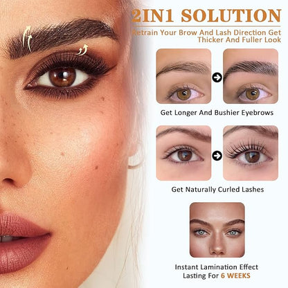 Lash Lift and Black Kit, Instant Fuller Eyelash Lift Brow Lamination Kit with Black Colors, Fast Quick Lifting and Voluminous Coloring, Achieve Salon-Quality Results