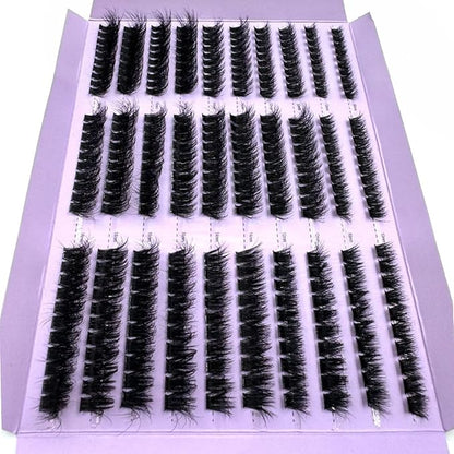 HBZGTLAD Fluffy Cluster Lashes 40D60D80D100D120D Natural Thick Eyelash Clusters D Curl Individual Lashes DIY Eyelashes Extension (300pcs60D80D100D)