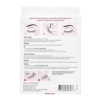 KISS Blowout, False Eyelashes, 'Pompadour', 16 mm, Includes 5 Pairs Of Lashes, Contact Lens Friendly, Easy to Apply, Reusable Strip Lashes, Glue On Lashes