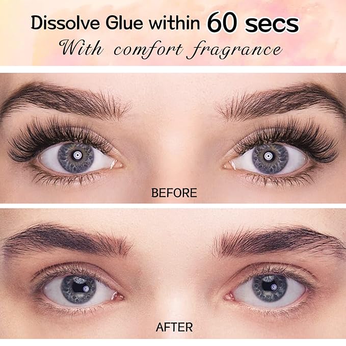 Eyelash Extension Remover Kit 10ML Fragrance Lash Remover for Lash Extensions Rose Scent Eyelash Remover with Eye Patch Microswab Brushes No Irritation Quick Dissolves Eyelash Adhesive Removal Rose
