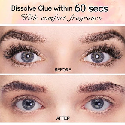 Eyelash Extension Remover Kit 10ML Fragrance Lash Remover for Lash Extensions Rose Scent Eyelash Remover with Eye Patch Microswab Brushes No Irritation Quick Dissolves Eyelash Adhesive Removal Rose