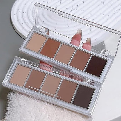 Neutral Nude Brown Eyeshadow Palette, 5 Matte Shades from Cream to Charcoal, Smooth Blendable Texture, Everyday to Smoky Glam Eye Makeup, Travel-Friendly Compact for Daily Looks 06#