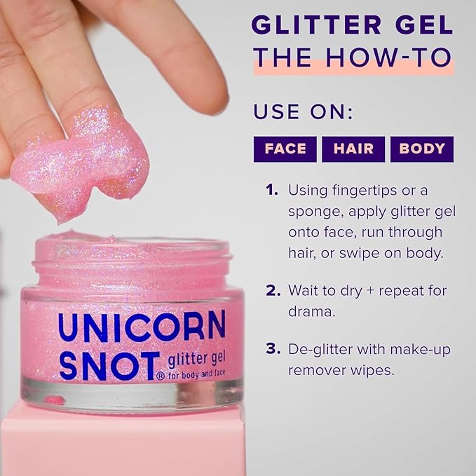 UNICORN SNOT Glitter Gel & Glitter Liquid Metal Lip Paint Bundle - Makeup for Festivals, Raves, Anime Cosplay - Safe for Face, Easy Application & Removal (Flamingo & Glow)