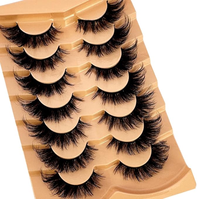 HBZGTLAD NEW 7pairs Cat eye Eyelashes 3D Natural False Lashes 5d Fluffy Soft Cross Manga Lashes Wispy Natural Eyelash Extension Makeup (K)