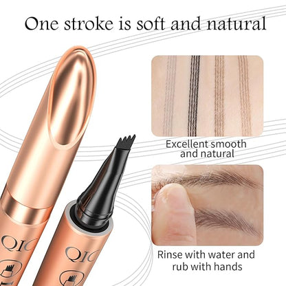Eyebrow Pencil with 4 Tip Micro Head, Liquid Eyebrow Microblading Pen, Eyebrow Pen Micro 4 Point Brow Pen Long-Lasting Waterproof & Smudge-proof Natural Eyebrow Makeup (#1 Light Brown)