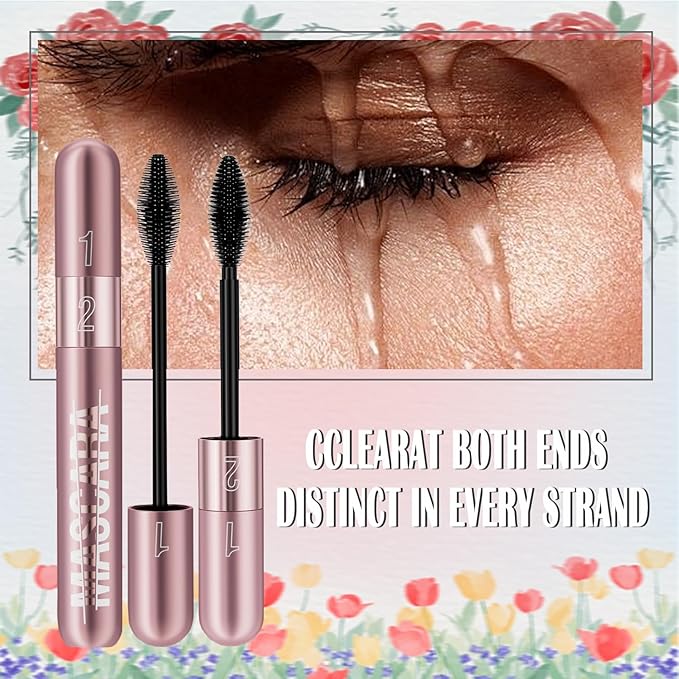 Liquid Mascara with Dual-Wand for Lengthening, Volumizing and Smudge-Free Lashes, Long-Lasting and Waterproof Formula ink