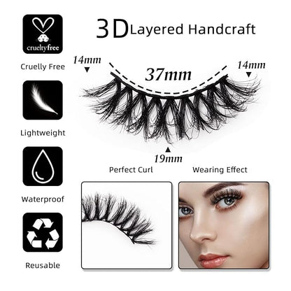 Fluffy False Eyelashes Wispy 3D Faux Mink Lashes Long Fake Eyelashes Pack - 7 Pairs, Z99