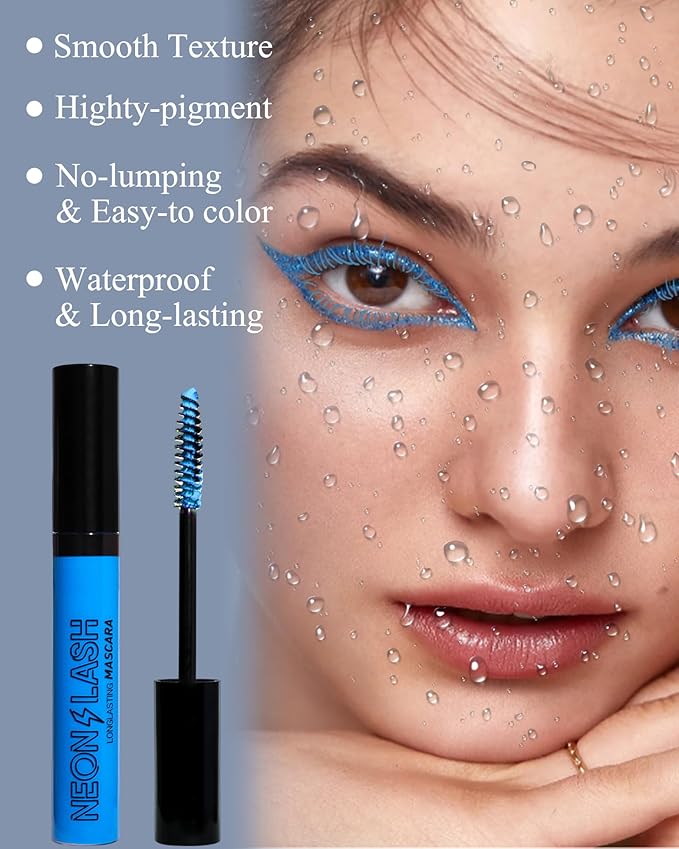 UV Glow Colored Mascara Volume and Length-1 Pcs Green Waterproof Mascara for Eyelashes, Fast Dry Curling Non Clumping Mascara,Long Lasting for St Patrick's day Party,Stage Use,Clubbing Makeup-02