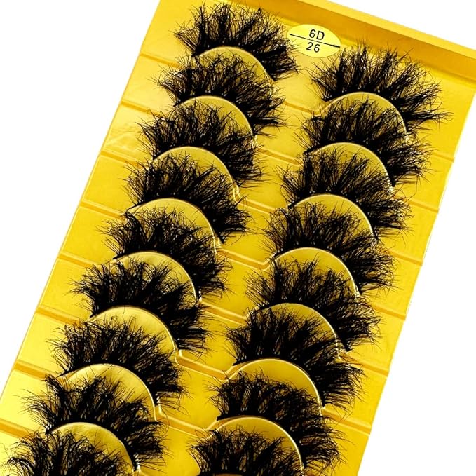 HBZGTLAD Soft Mink Eyelashes 3D Curl Winged End Eye Elongated Fake Lashes Thick Handmade Natural False Eyelash Messy Cross Lash Wholesale (6D26)