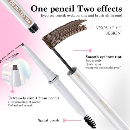 Eyebrow Pencil, 3-in-1 Brow Mascara, Tint & Brush, Long-Lasting, Smudge-Proof, Matte Finish, Microblading Gel Pen (01Blonde)