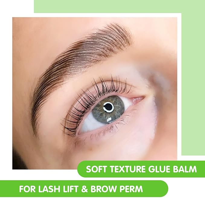PERMANIA Lash Glue Balm, Eyelash Lifting Adhesives Strong Hold and Perfectly Shaped Eyebrows for Brow Lamination Kit, Lash Lift Balm Bright Colors & Fruity Flavours Fast Drying & Waterproof (Green)