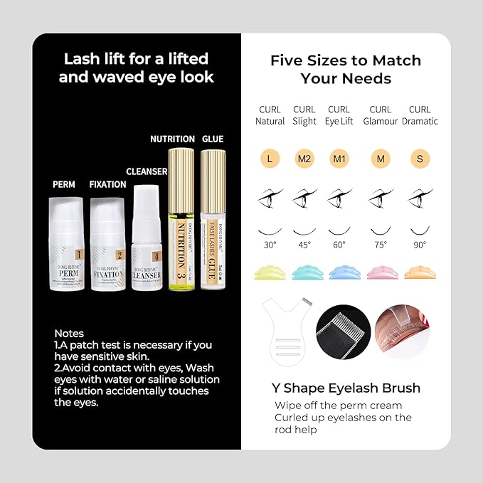 DONG RHYME 2025 Upgraded Lash Lift Kit - 2 in 1 Lash Perm Kit, Professional Instant Eyelash Lift Kit, Semi-Permanent Lash Curling Brow Lamination Kit, Salon Result for a Supermodel Look at Home Use