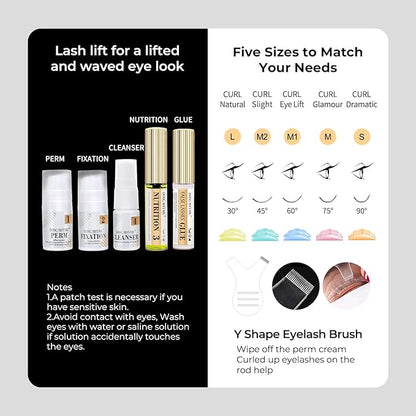 DONG RHYME 2025 Upgraded Lash Lift Kit - 2 in 1 Lash Perm Kit, Professional Instant Eyelash Lift Kit, Semi-Permanent Lash Curling Brow Lamination Kit, Salon Result for a Supermodel Look at Home Use