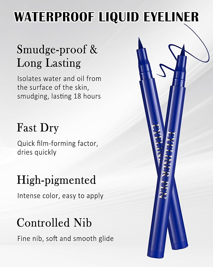 White Waterproof Mascara & Eyeliner, Fiber Lash Extension Colored Tube Mascara Volume and Length, Long Wear Smudge-Proof Voluminzing Colorful Máscara and Liquid Eyeliner Pen Christmas Kit for Women