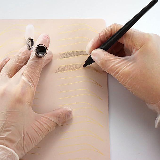 3 pcs Thicken Two sides Microblading Practice Silicon Skin Perfect for Permanent Makeup and Microblading Nano brows ombre brow practice (Golden Printing)