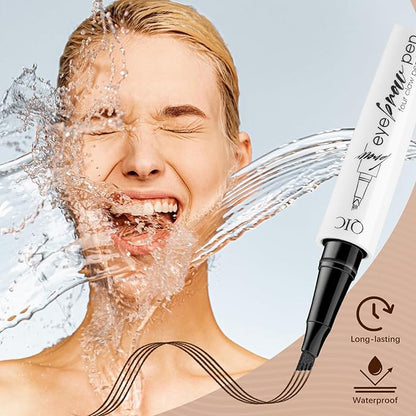 Eyebrow Pen Waterproof Eyebrow Pencil Natural Simulation Eyebrow Pencil for women's professional makeup with 4 Fork Tip for Natural-Looking Hair-Like Defined Brows, Last All-Day（Light Brown）