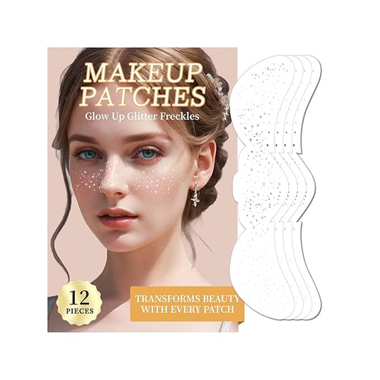 Glitter Freckles Face Tattoo, Glitter Freckles,Sparkle Freckle Temporary Tattoo, Glow Up Makeup Patches,Festival Birthday Shimmer Party Supplies, Cute Glitter Makeup Accessories (Silver Style2)
