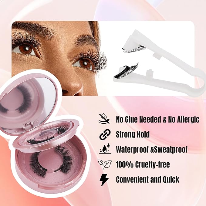 Magnetic Eyelashes, 2 Pairs 2 Style Reusable Magnetic Lashes without Eyeliner, No Glue Needed Natural False Eyelashes Durable Wispy lashes with Applicator By FADVAN (K1+K2)