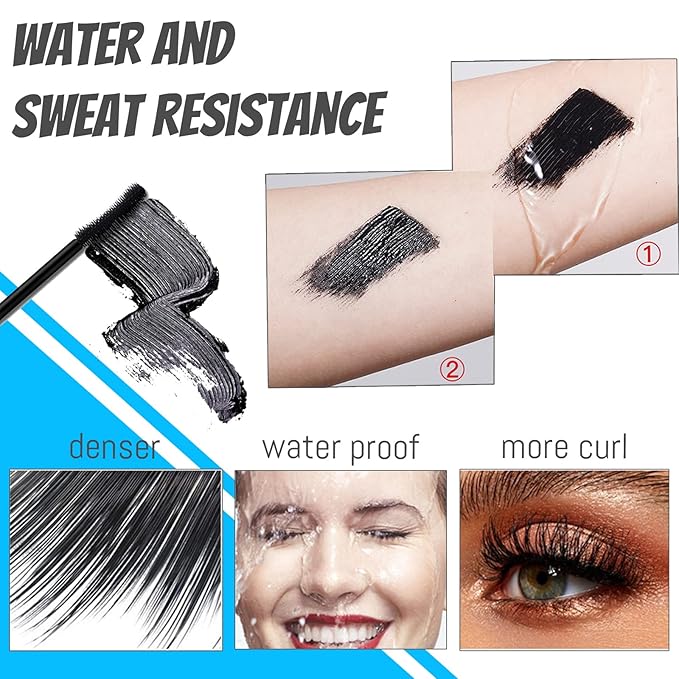 Mascara for Older Women 60 Plus, Mascara for Seniors with Thinning Lashes, Hypoallergenic Sensitive Eyes, Black Volume and Length, Waterproof Smudge Proof (2pc)