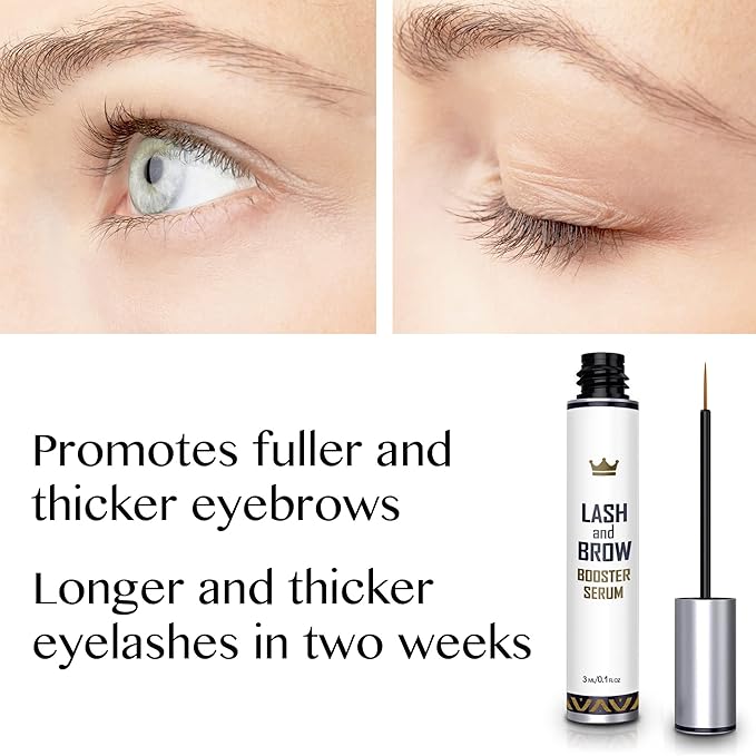 Natural Lash Growth Serum - Eyebrow Growth Enhancer - Eyelash Booster to Grow Longer Eyelashes - Lash Boost & Brow Enhancing Serum
