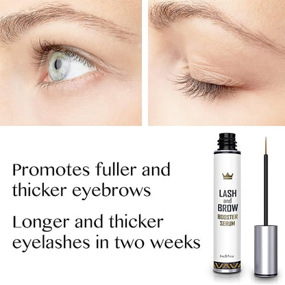 Natural Lash Growth Serum - Eyebrow Growth Enhancer - Eyelash Booster to Grow Longer Eyelashes - Lash Boost & Brow Enhancing Serum