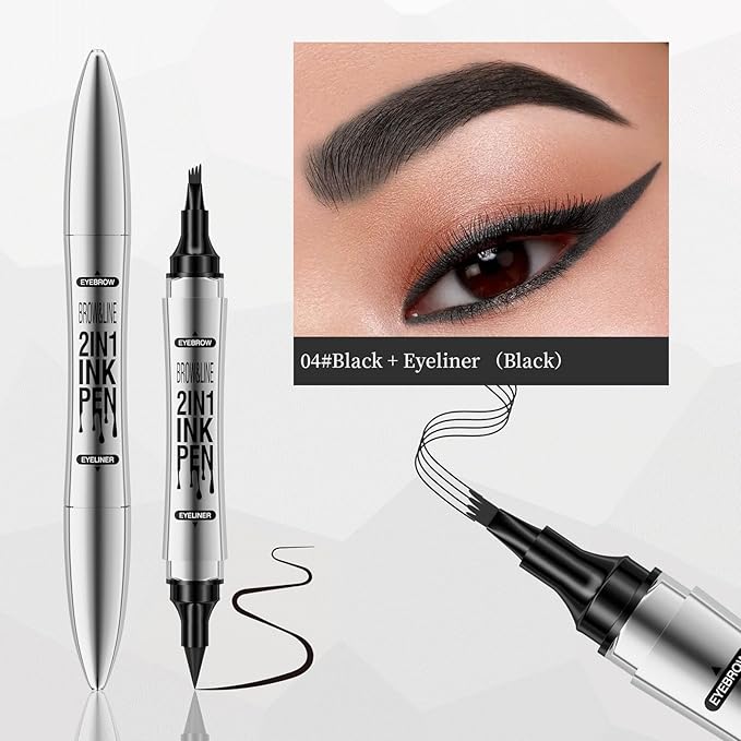 2 in 1 Magic Eyebrow Pencil, 4 Tip Microblade Eyebrow Pen Microblading Eyebrow Pencil Contouring Pen for Natural Daily Look Eyebrow Makeup