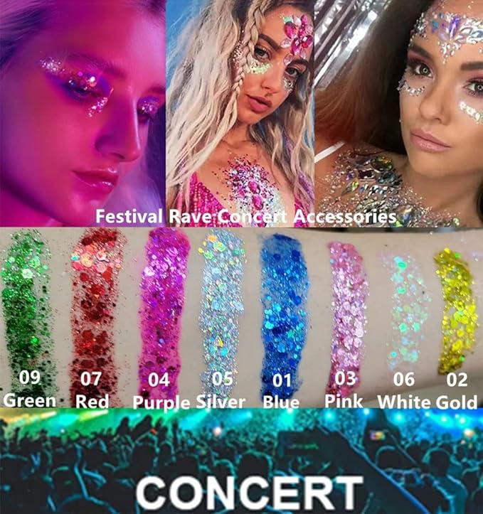 Go Ho Orange Face Body Glitter,Singer Concerts Orange Face Paint Glitter Makeup,Holographic Chunky Sequins Glitters Gel for Eye Lip Hair Nails,Festival Rave Accessories,52g