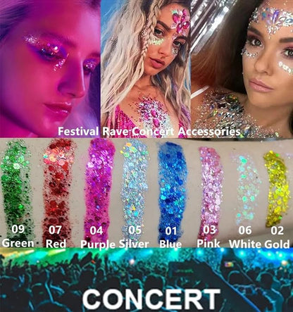 Go Ho Orange Face Body Glitter,Singer Concerts Orange Face Paint Glitter Makeup,Holographic Chunky Sequins Glitters Gel for Eye Lip Hair Nails,Festival Rave Accessories,52g