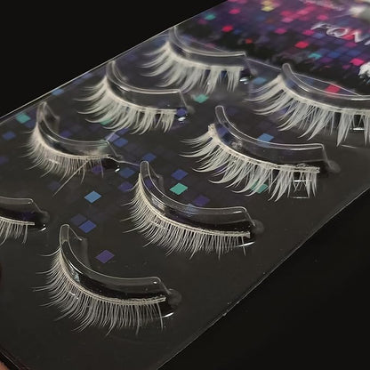 White False Eyelashes Upper and Lower Elf Lashes Set for Party, Cosplay, Costume, Masquerade (Comic white)